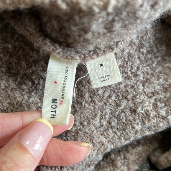 Anthropologie Moth Cut out Cold Shoulder Sweater Merino Wool Alpaca Blend Sz M - Picture 11 of 13